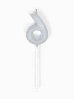 Цена за 3 шт. Свеча для торта «Элемент», цифра 6, серебро