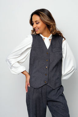 Костюм брючный вельветовый с жилеткой 399GRY