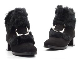 04-JM715-2 BLACK Ботинки женские (натуральная замша, натуральный мех (полностью)) - Фабричный китай фото 10