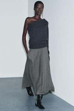 ZW COLLECTION CHECK LAYERED SKIRT WITH WOOL