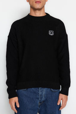 TRENDYOL MAN Indigo Oversize Bisiklet Yaka Dokulu Kazak TMNAW24KZ00032 - Trendyolmilla фото 23