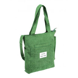 Сумка женская текстиль LIU-02-40 (шоппер) -mpl, 1 отд, плечевой ремень, вельвет зеленый 262054