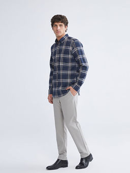 Regular Fit Uzun Kollu Ekose Gabardin Erkek G?mlek