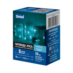 ULD-S0500-050/SCB/2AA ICE BLUE IP20 DEW Гирлянда светодиодная "Роса" на батарейках 2AA (не в/к), 5м. 50 светодиодов. Голубой свет. Провод медный. TM Uniel
