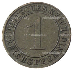 Монета 1 рейхспфенниг 1925 года J Германия