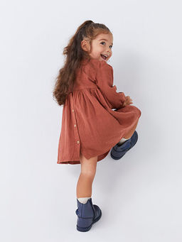 Bisiklet Yaka Uzun Kollu Nak??l? K?z Bebek Elbise - Waikiki фото 3