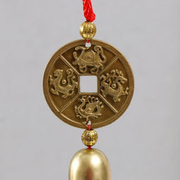 Колокольчик металл "Четыре бога" 1 колокол d=2,5 см 37х5 см