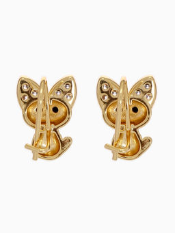 Серьги детские "Выбражулька" котик, цвет белый в золоте