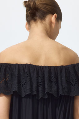 Vestido off-the-shoulder con bordado ingl?s - H&m фото 3