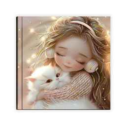 Блокноты, 105х105 мм, 48 л, арт. 74054 ДЕВОЧКА В НАУШНИКАХ И КОТЕНОК / Блок - белый офсет 65 г/м?, д