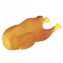 Игрушка для собаки Кура гриль 18х9х7см, с пищалкой, ПВХ, фактурная, желтый/бежевый, Пэт тойс (Pet toys) (Китай)  фото 2