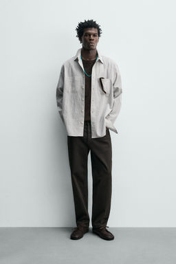 CAMISA CUADROS TEXTURA / Arena / Azul