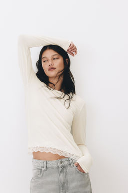Top de punto con ribete de encaje - H&m фото 3