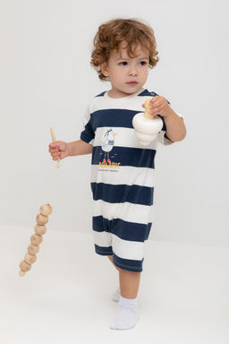 КР 6499/синий,суровый,полоска к564 полукомбинезон (песочник) д/мал яс