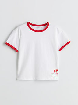 Bisiklet Yaka Yaz? Bask?l? Erkek ?ocuk Ti??rt