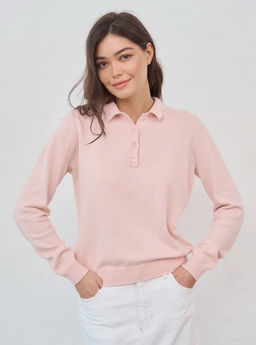 K13012 Джемпер поло (вязаный трикотаж) РОЗОВЫЙ