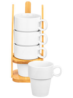 Набор кружек 4 пр. 250 мл 11*8,5*24 см "Айсберг" на бамбуковой подставке