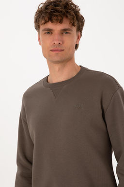 Erkek Vizon Basic Sweatshirt
