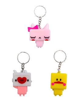 Цена за 3 шт. Брелок резиновый "Пиксели: уточка / кошка" (KL-3525)