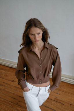 CAMISA CORTA TRABILLAS / Tostado - Zara фото 4