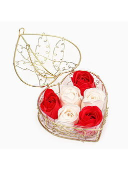 Подарочный набор мыльных бело-красных роз в шкатулке, 6 шт. - SB BEAUTY фото 6