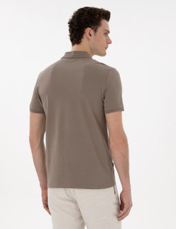 Koyu Vizon Slim Fit %100 Pamuk Polo Yaka Basic Ti__rt