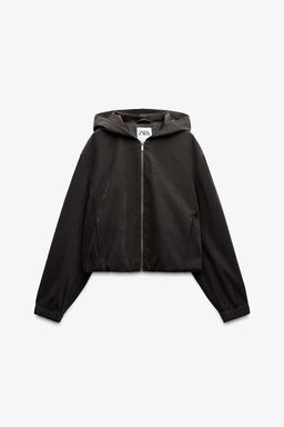 TEXTURED BOMBER JACKET WITH HOOD - Zara фото 12