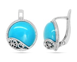 Серьги из серебра бирюза пресс., СПН4173