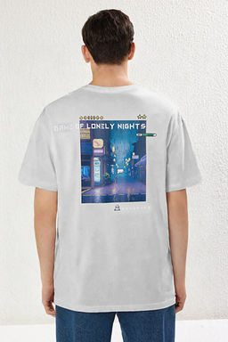 Gri Oversize/Geni_ Kesim Bisiklet Yaka K_sa Kol Game Over Bask_l_ T-Shirt TMNSS23TS00247 - Trendyolmilla фото 2