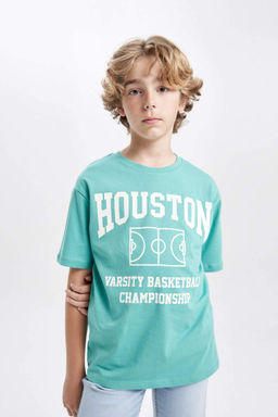 Футболка с короткими рукавами и круглым вырезом для мальчиков с принтом - Defacto фото 3