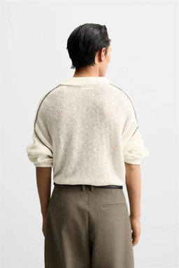 COTTON - LINEN KNIT POLO SHIRT - Zara фото 3