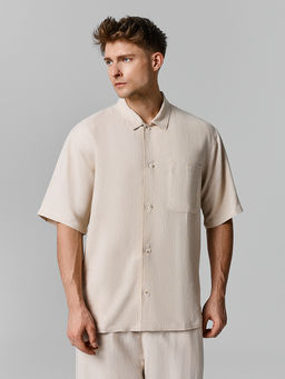 Рубашка мужская льняная бежевая