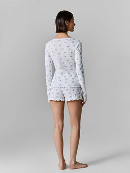 Комплект домашний женский белый с цветочным принтом - Mark formelle фото 3