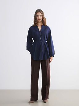 Standart Fit Kad?n Pileli Pantolon