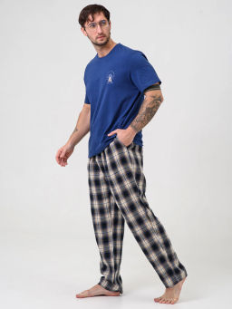 Пижама оптима Авангард хлопок с полиэстером синий