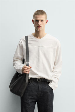 CAMISETA RELAXED FIT ESTRUCTURA FLAM? / Blanco - Zara фото 2