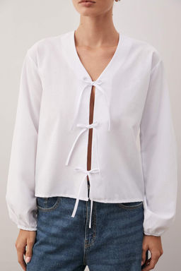 Beyaz Onden Baglamal? Dokuma Gomlek TEDSS24GO00001