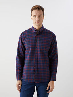 Regular Fit Uzun Kollu Ekose Gabardin Erkek G?mlek