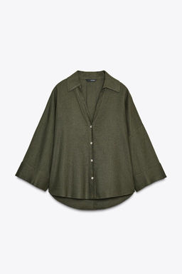 WIDE-SLEEVE LINEN BLEND SHIRT - Zara фото 35