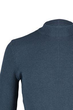 Indigo Fitted Dar Kal?p Pamuklu Yar?m Bal?kc? Yaka Fitilli Triko Kazak TMNAW21KZ0568