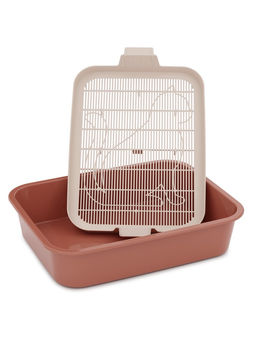 Туалет для кошек «Мур-мяу», 33×25×7 см, с сеткой, пластик, цвет коралловый