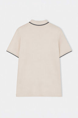 Bej Regular Polo Yaka Dokulu Polo Yaka T-shirt TMNSS26PO00021