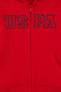 Erkek _ocuk K_rm_z_ Fermuarl_ Kap__onlu Sweatshirt - U.s. polo assn фото 3