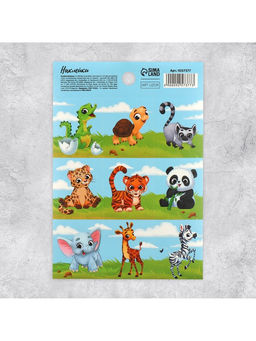 Цена за 10 шт. Наклейки детские «Животные», раскраска на обороте, 11×15.5 см