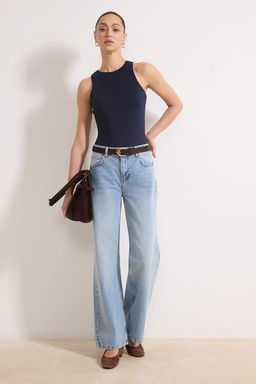 Lacivert Halter Yaka Vucuda Oturan Esnek Alttan C?tc?tl? Orme Body TWOSS20BD0044