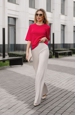 Брюки с завышенной талией сливочный