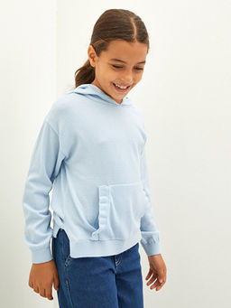 Kap??onlu Basic Uzun Kollu K?z ?ocuk Triko Kazak