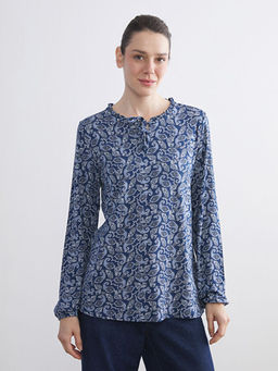 Ba?lamal? Yaka Desenli Bluz