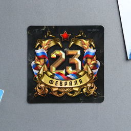 Цена за 4 шт. Магнит полимерный 23 Февраля, 7?7 см