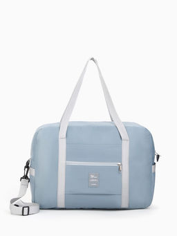 Сумка дорожная на молнии, 3 наружных кармана, держатель для чемодана, длинный ремень, голубая